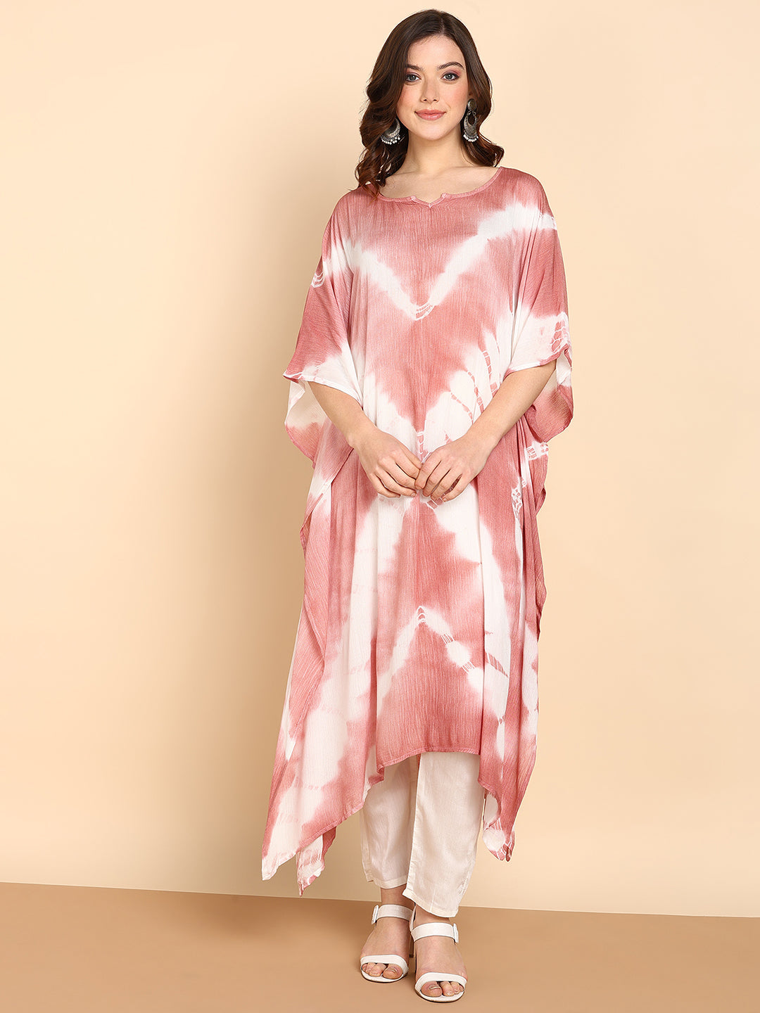 Women's Rose Gold Crepe Kaftan - Maaesa