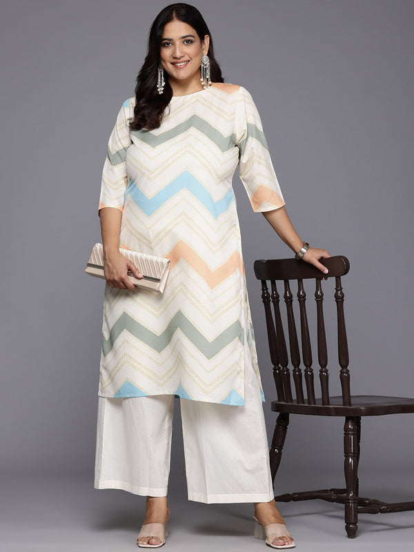 Plus Size Chevron Printed Crepe Kurta