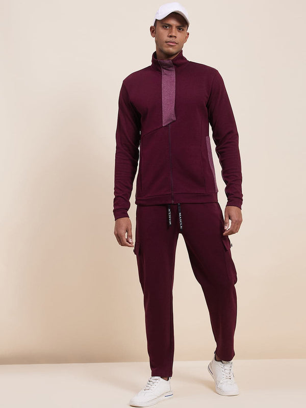 Men's Maroon Flap Pocket Relaxed Track Pants - LYUSH-MASCLN