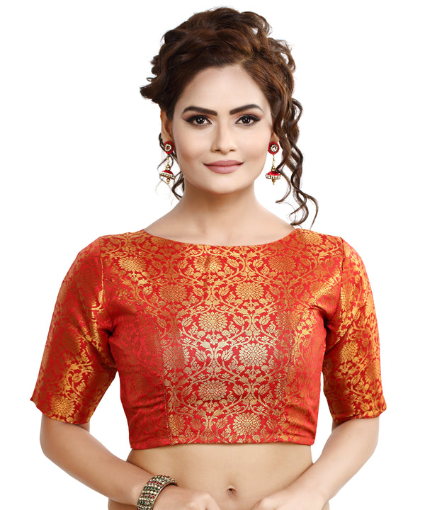 Women'S Traditional Benaras Brocade Readymade Stitched Saree Blouse - Madhu Fashion