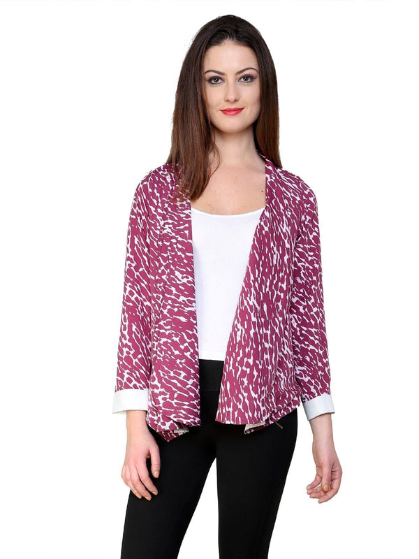 Women's Pink Printed Blazer - Pannkh