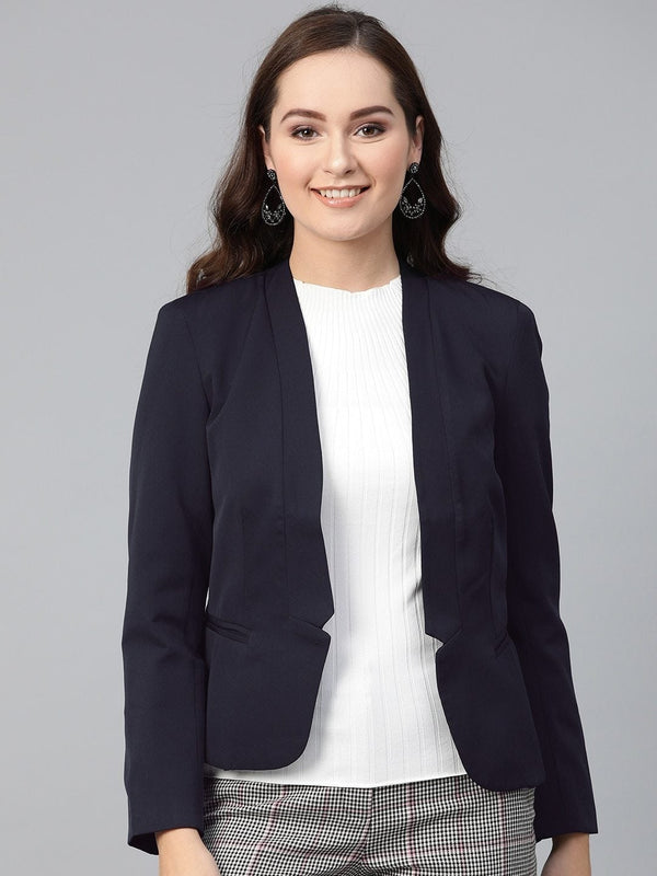 Women's Blue Solid Blazer - Pannkh