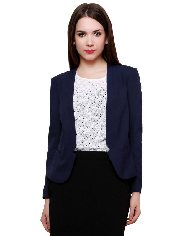 Women's Blue Solid Blazer - Pannkh