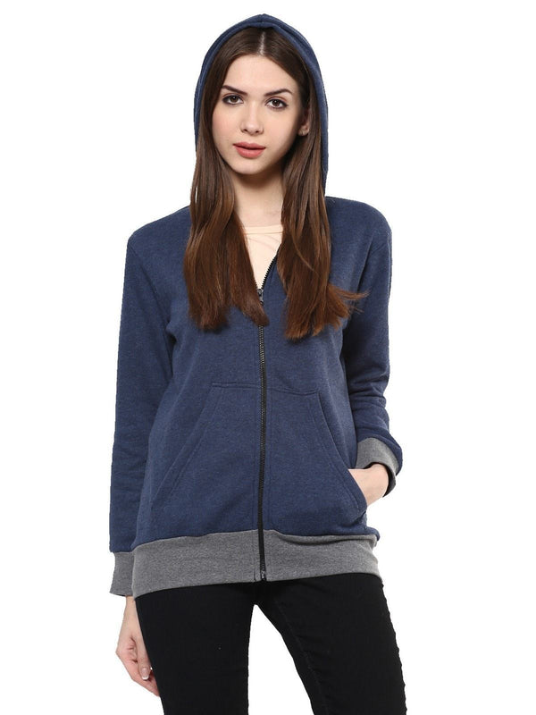 Women's Solid Hooded Sweatshirts With Pockets - Pannkh