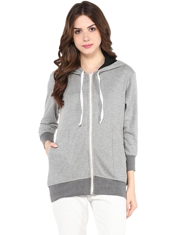 Women's Solid Hooded Sweatshirts With Pockets - Pannkh