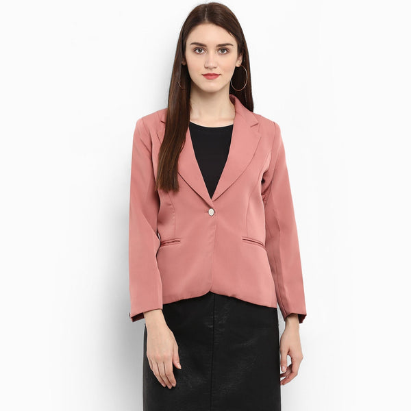 Women's Pastel Pink Collared Blazer - Pannkh