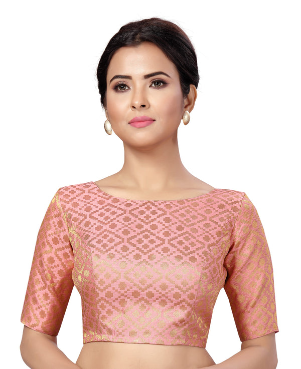 Women's Rose Gold Brocade Blouse by Shringaar- (1pc set)