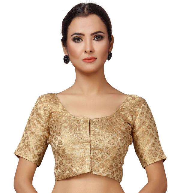 Women Gold Brocade Saree Blouse by Shringaar (1pc)