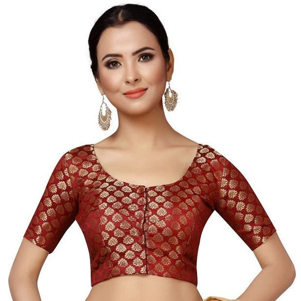 Women's Maroon Brocade Blouse by Shringaar- (1pc set)