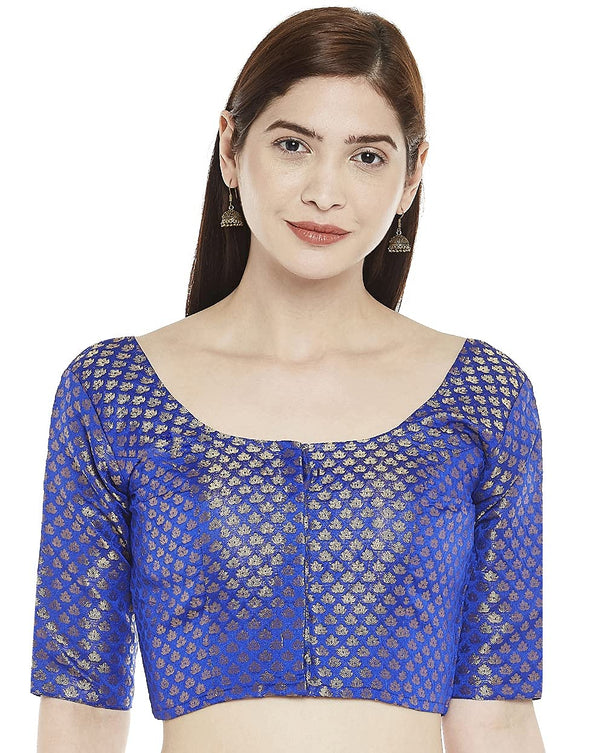 Women's Royal Blue Brocade Blouse by Shringaar- (1pc set)