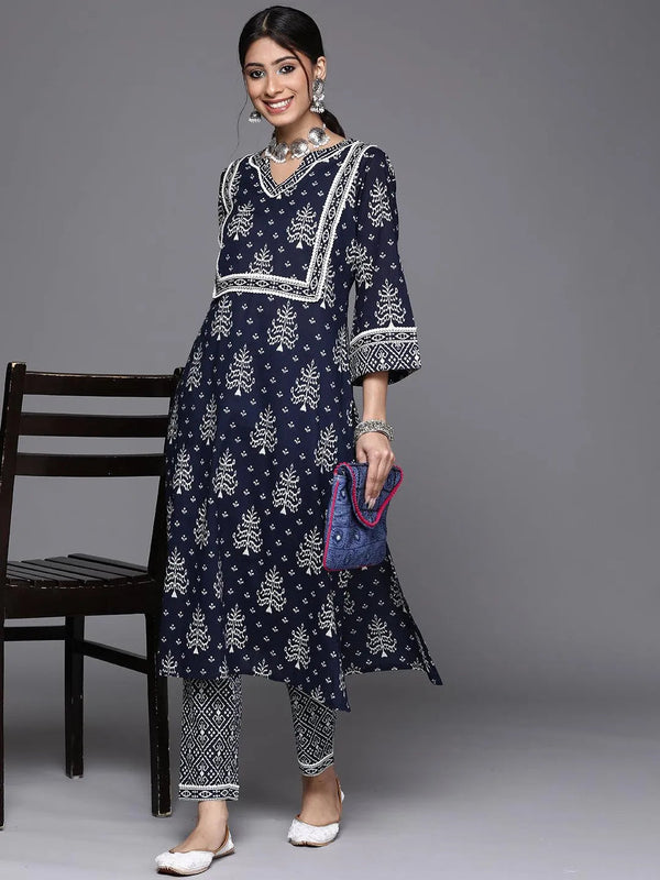 Blue Printed Cotton Kurta - Jashvi