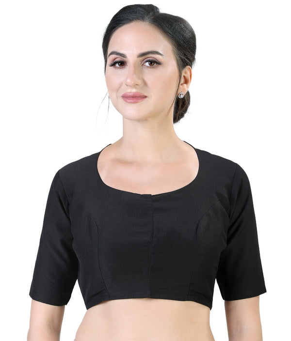 Women's Polyester Solid Short Sleeve Saree Blouse. - Shringaar