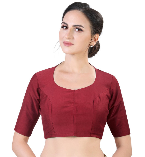 Women's Polyester Solid Short Sleeve Saree Blouse. - Shringaar