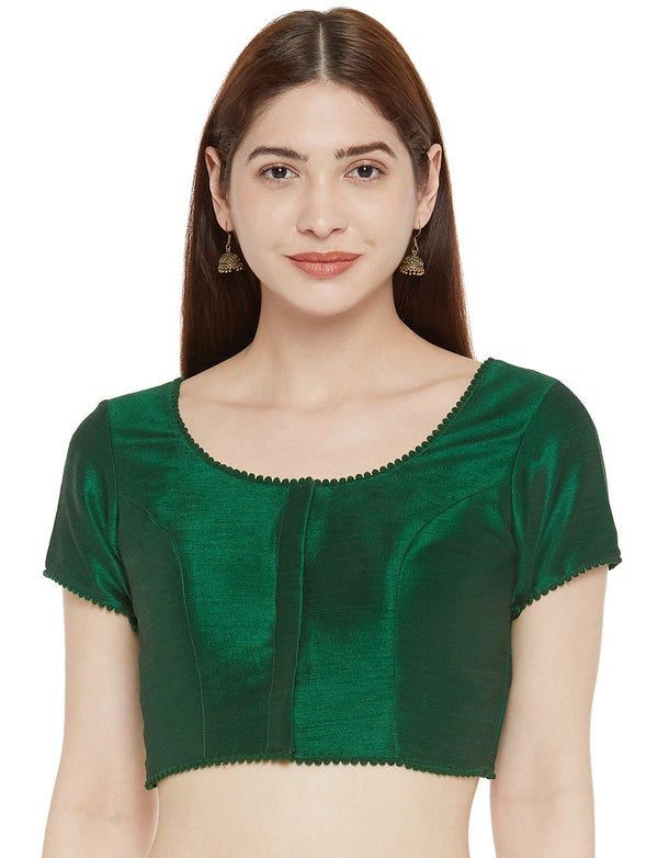 Women's Polyester Solid Short Sleeve Saree Blouse. - Shringaar