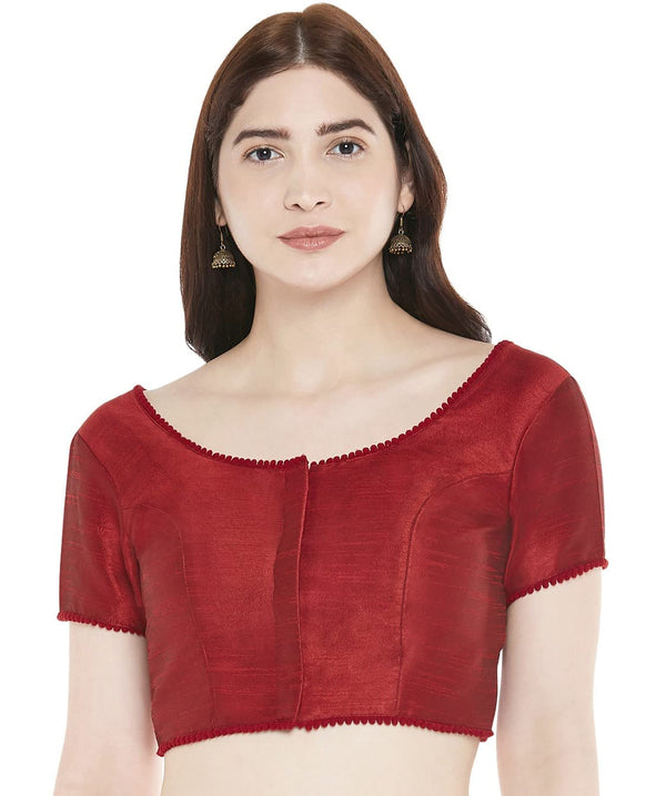 Women's Polyester Solid Short Sleeve Saree Blouse. - Shringaar