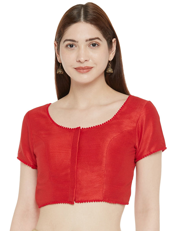 Women's Polyester Solid Short Sleeve Saree Blouse. - Shringaar