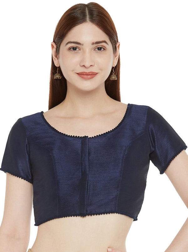 Women's Polyester Solid Short Sleeve Saree Blouse. - Shringaar