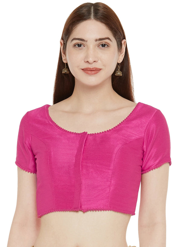 Women's Polyester Solid Short Sleeve Saree Blouse. - Shringaar