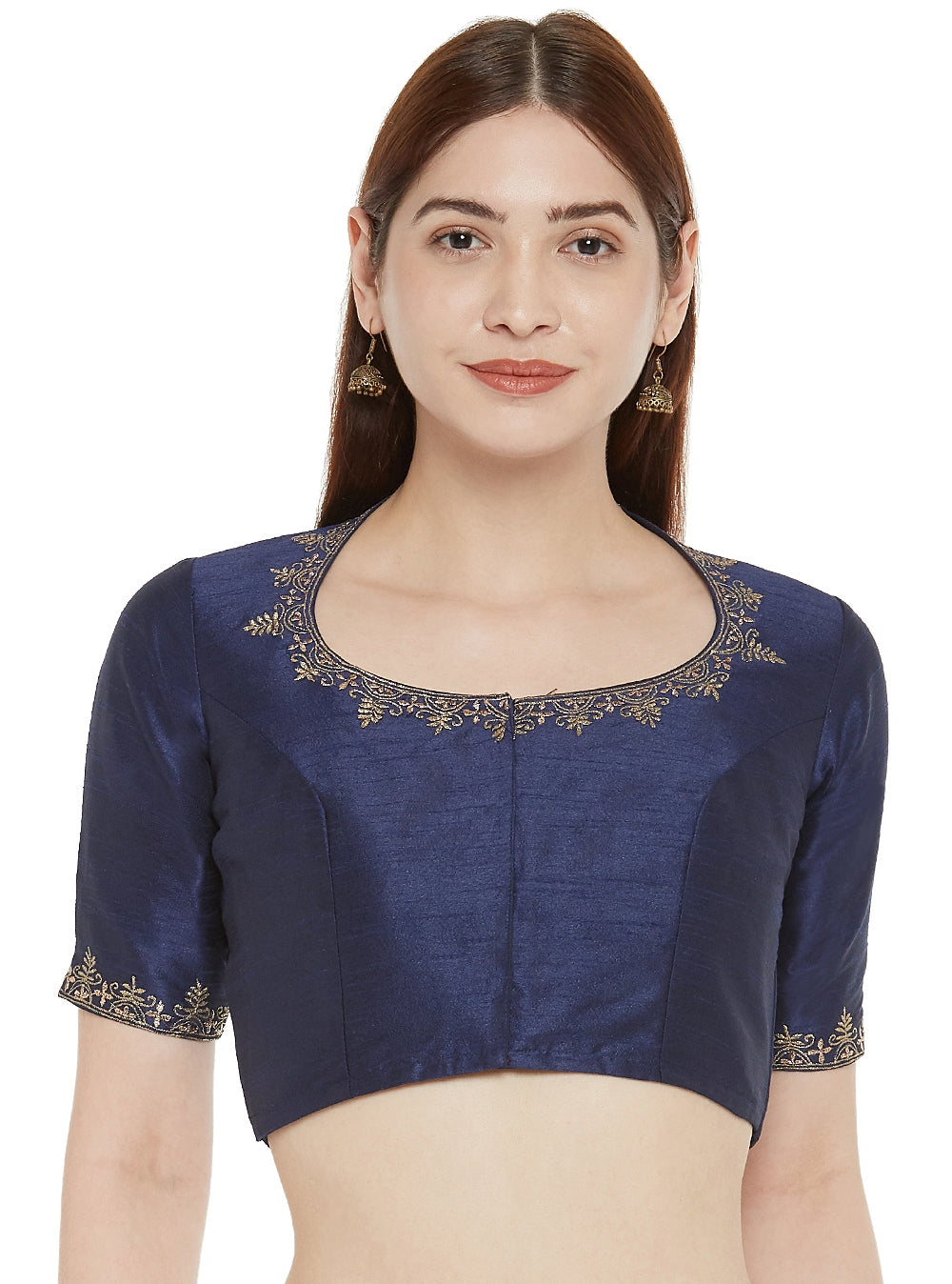 Women's Readymade Polyester Embroidered Saree Blouse With Elbow Length Sleeves - Shringaar