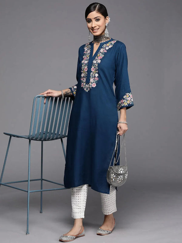 Blue Yoke Design Rayon Kurta - Jashvi