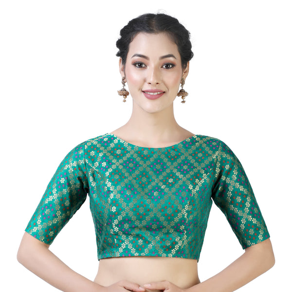 Womes Rama Green Saree Blouse by Shringaar (1pc)