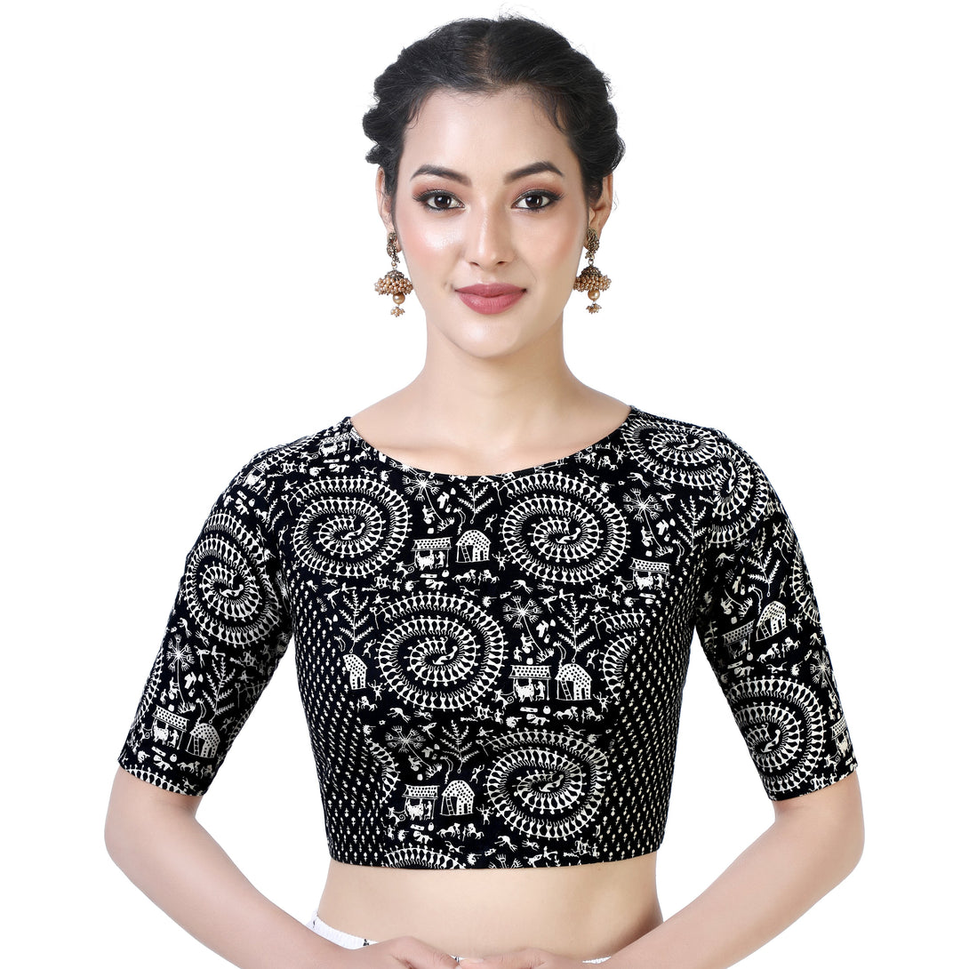 Women'S Cotton Printed Elbow Length Sleeves Readymade Saree Blouse - Shringaar