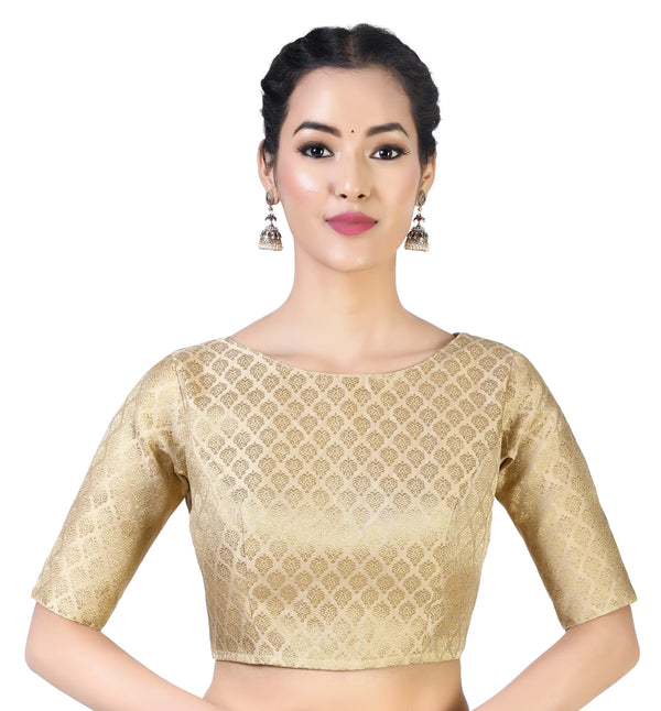 Women Gold Brocade Saree Blouse by Shringaar (1pc)