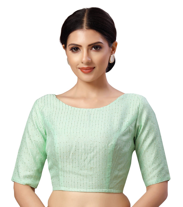 Women's Polyester Chanderi Cotton Silk Sequin Embroidered Saree Blouse. - Shringaar