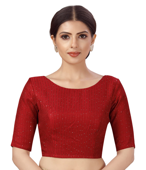 Women's Polyester Chanderi Cotton Silk Sequin Embroidered Saree Blouse. - Shringaar