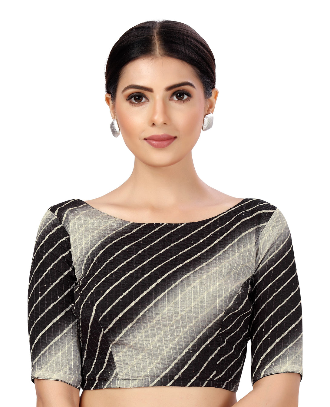 Women's Polyester Elbow Length Sleeves Tie N Dye With Sequin Saree Blouse. - Shringaar