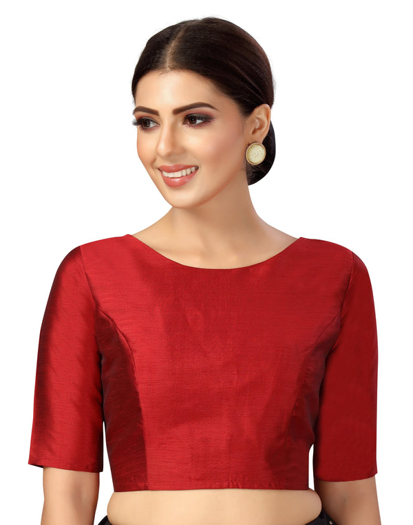 Women's Polyester Plain Coloured Saree Blouse. - Shringaar