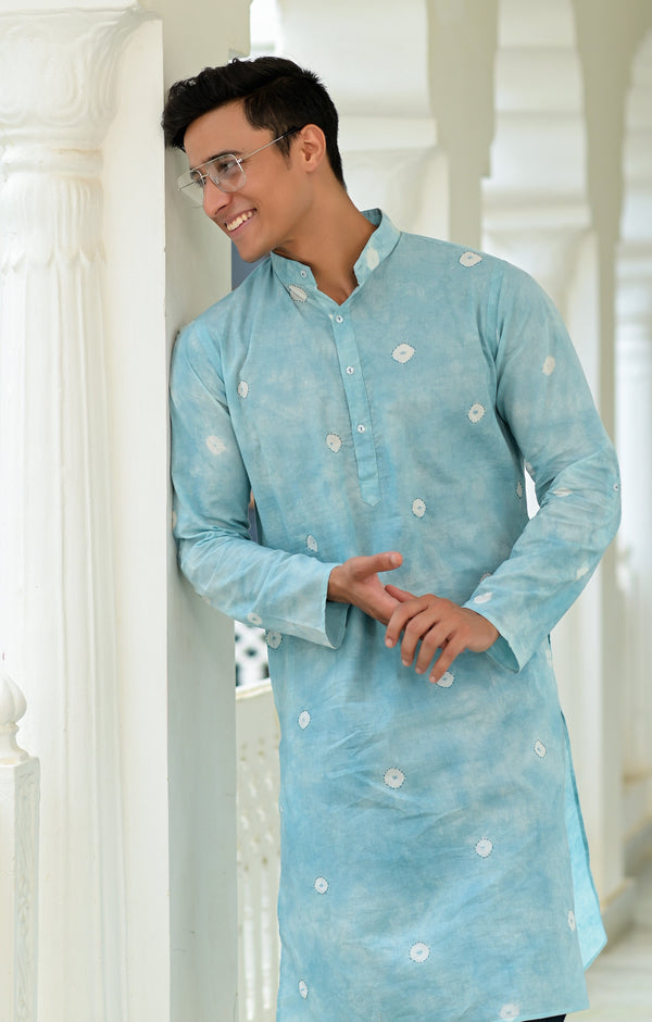 Men's Hand Dyed Bandhani Cotton Kurta - Hatheli