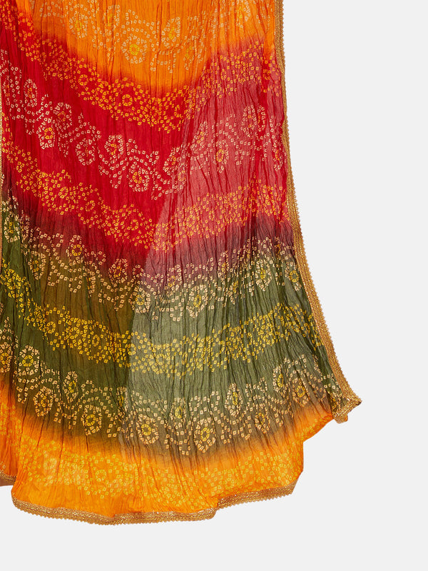 Women's Vegan Silk Multi Coloured Bandhni Dupatta - Shringaar