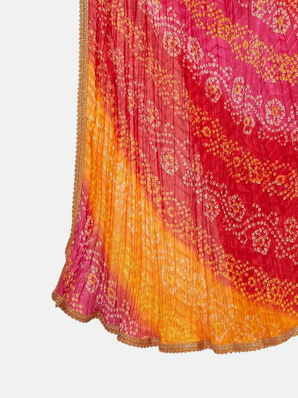 Women's Vegan Silk Multi Coloured Bandhni Dupatta - Shringaar