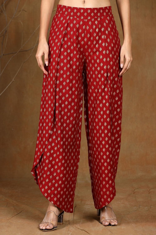 Women's Rayon Printed Dhoti Pants - Juniper