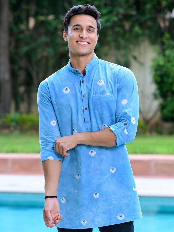 Men's Handdyed Bandhani Embroidered Kurta - Hatheli