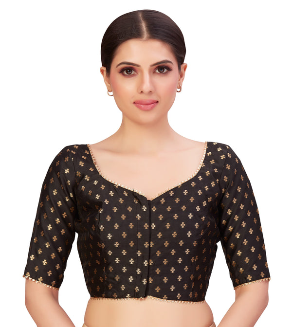 Women's Polyester Elbow Length Banarasi Saree Blouse. - Shringaar