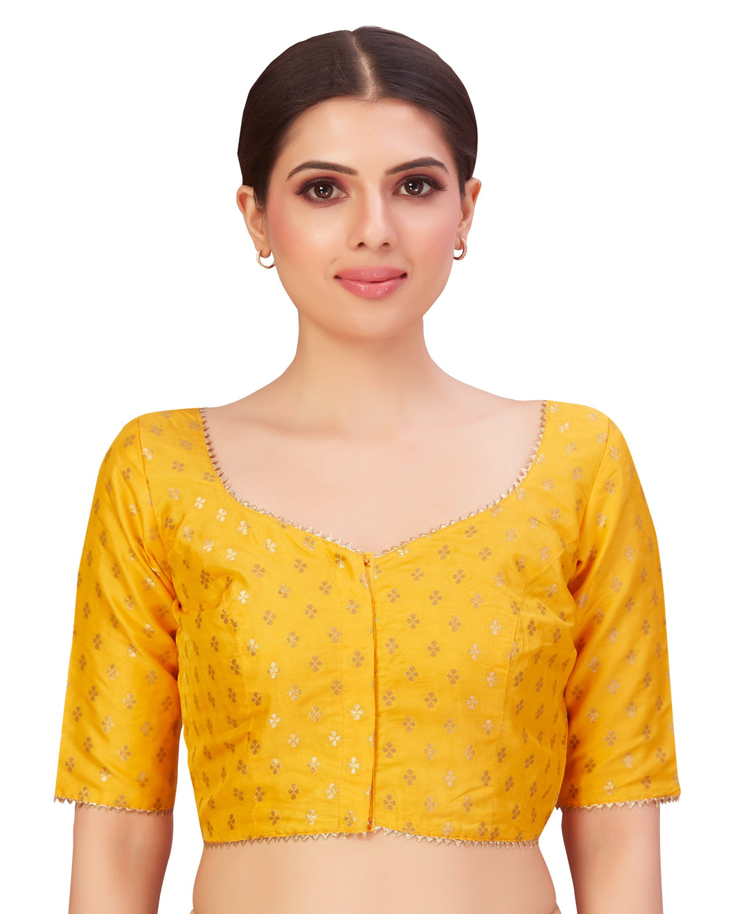 Women's Polyester Elbow Length Banarasi Saree Blouse. - Shringaar