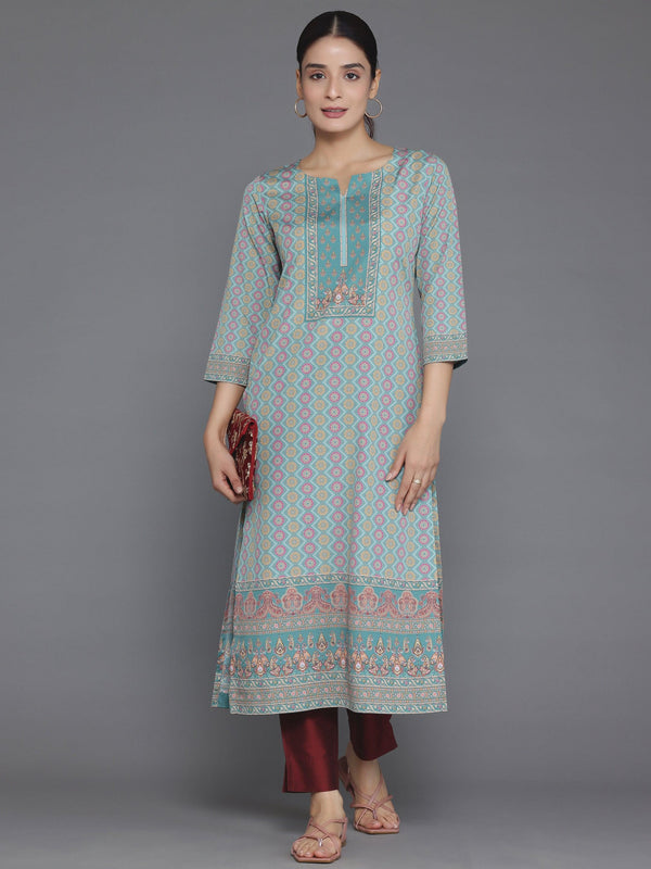 Green Printed Crepe Straight Kurta - Jashvi