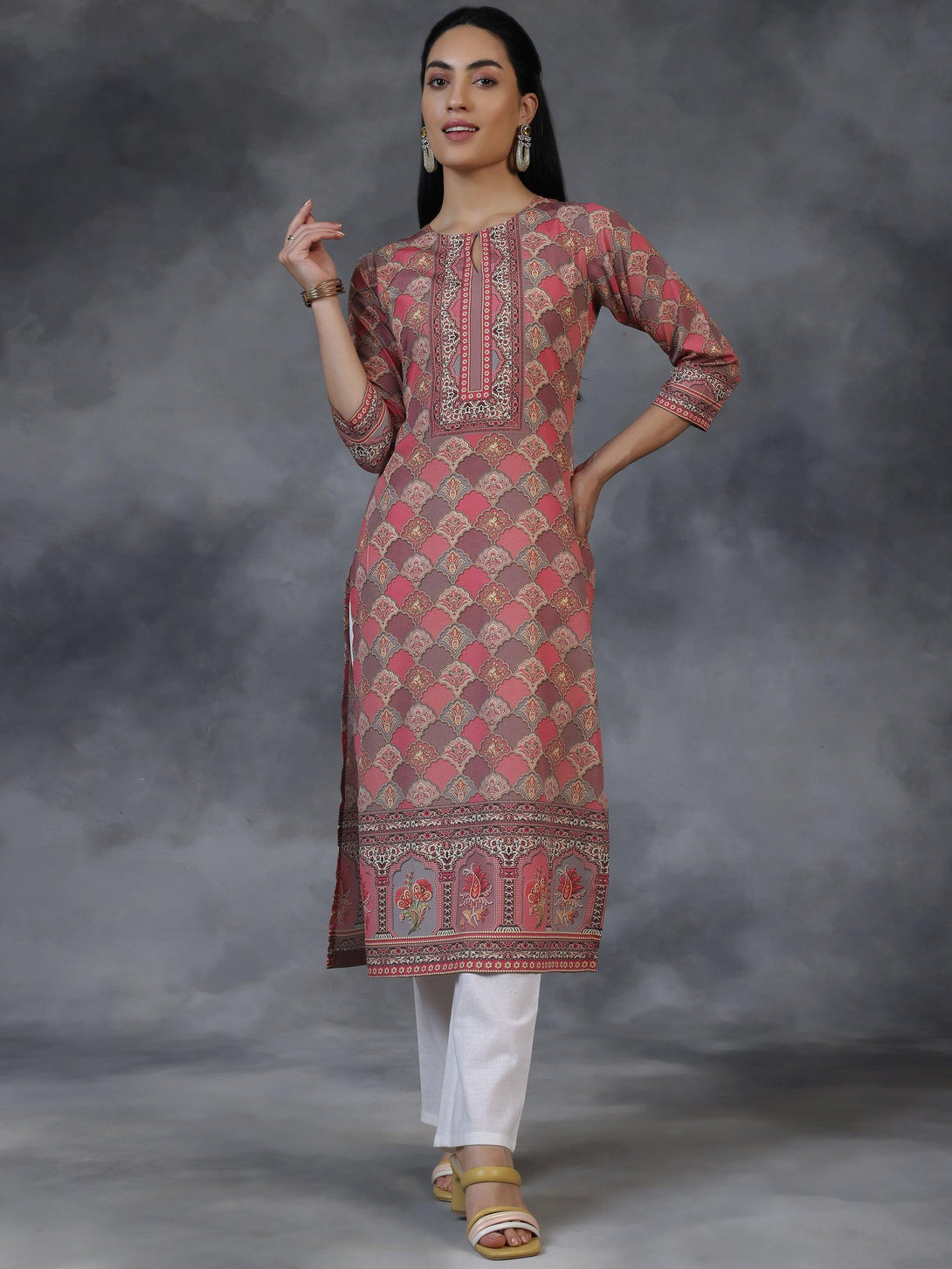 Multicoloured Printed Crepe Straight Kurta - Jashvi