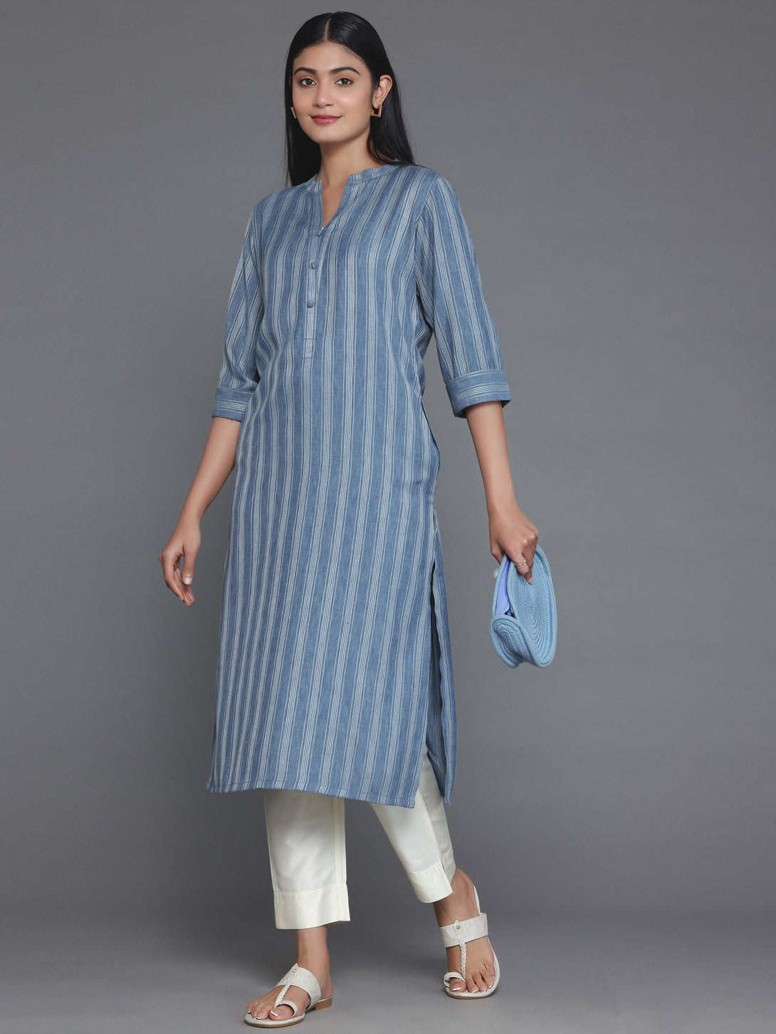 Grey Woven Design Rayon Straight Kurta - Jashvi