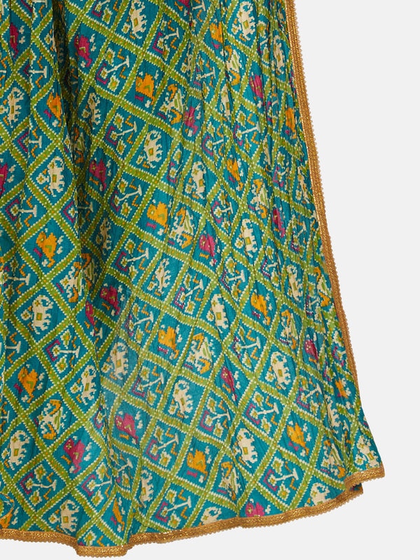 Women's Vegan Silk Crushed Patola Elephant Print Dupatta - Shringaar