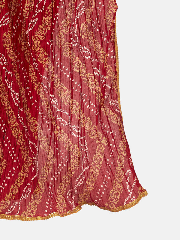 Women's Vegan Silk Crushed Bandhni Dupatta - Shringaar