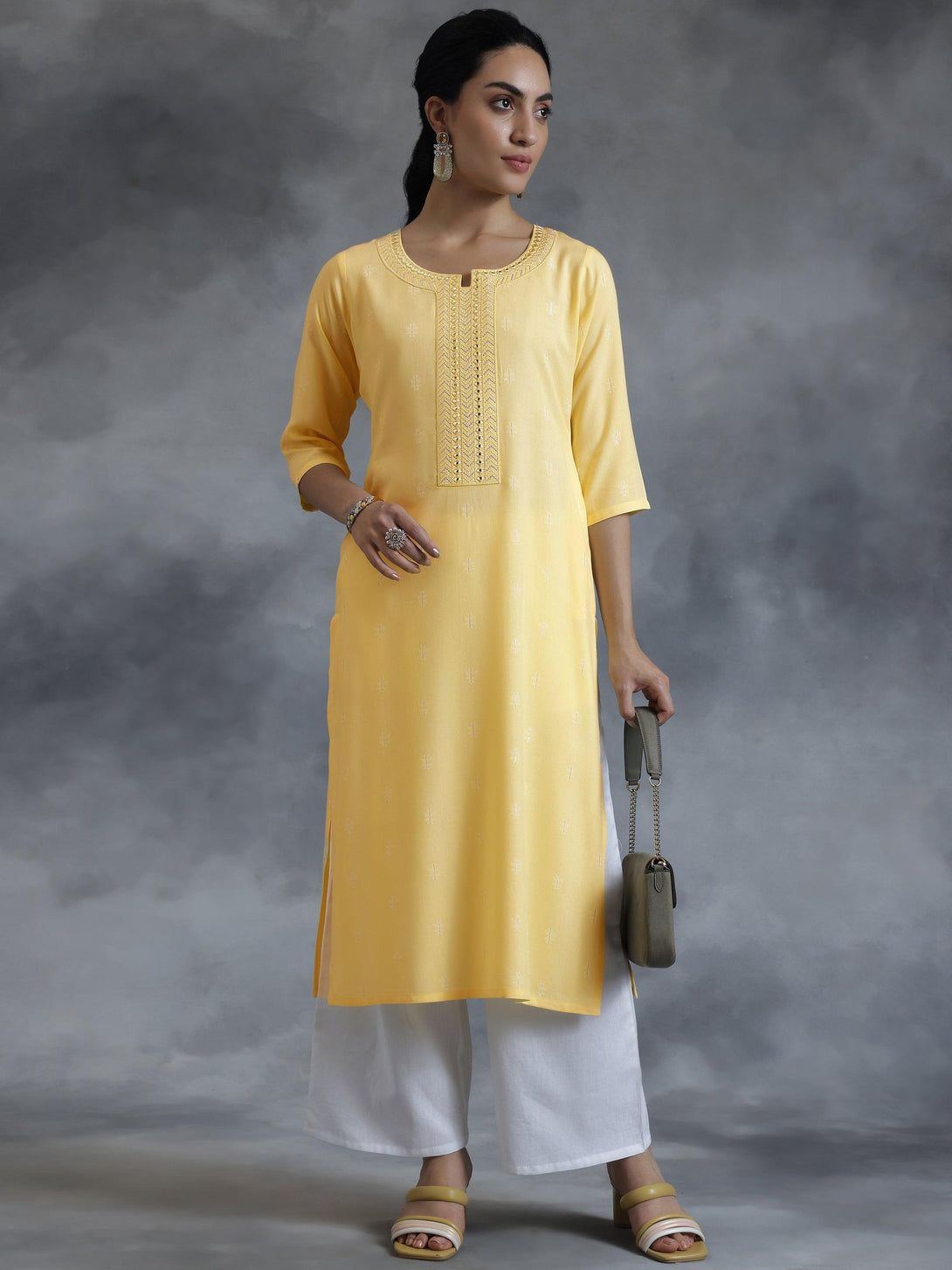 Lemon Cotton Straight Kurta - Jashvi