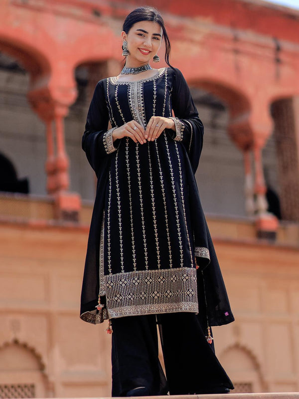 Black Embroidered Georgette Pakistani Suit