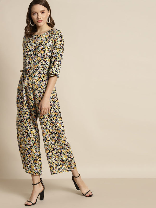 Women's Multi Rayon Floral Print Jumpsuit - Juniper