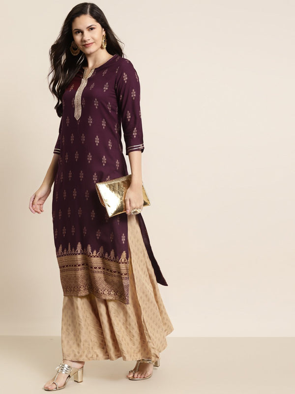 Women's Rayon Printed Straight Kurta -Juniper