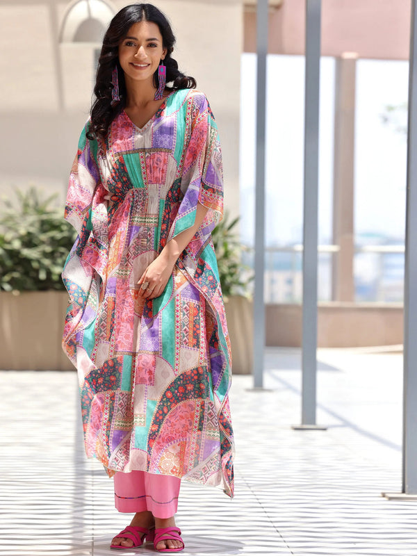 Multicoloured Printed Chiffon Co-Ords