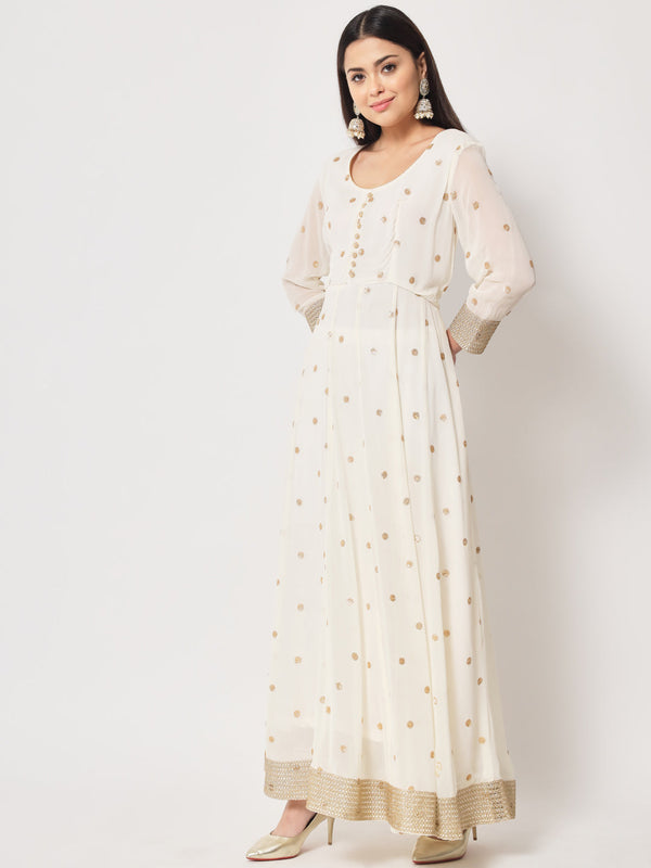 Women's Absolute Ivory Sequin Anarkali With Churidaar - Anokherang