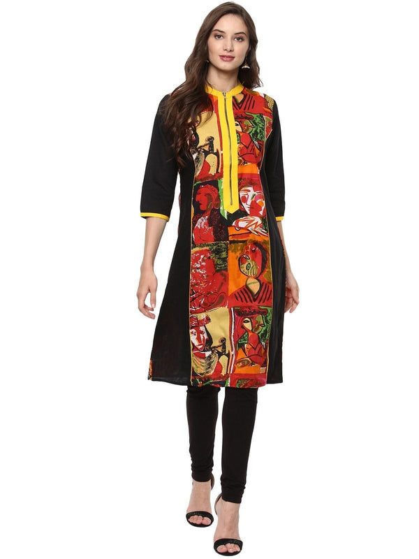 Women's Casual 3/4 Sleeve Printed  Kurti - Pannkh